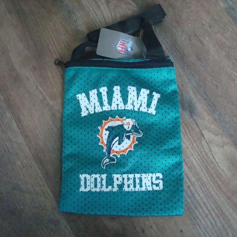 MIAM‎ DOLPHINS ZIPPER 6X8 BAG PURSE VINTAGE ZIPPER L4